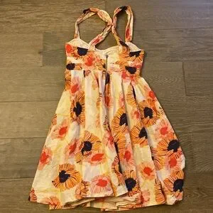 open lace back dress Neon Orange Mesh Tie Up Cut Out Long Sleeve Dress main image 1